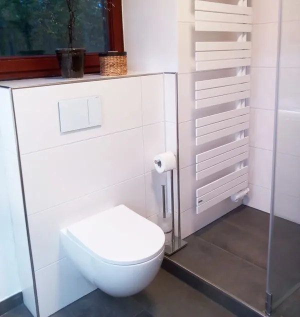 Wand-WC und Glasdusche